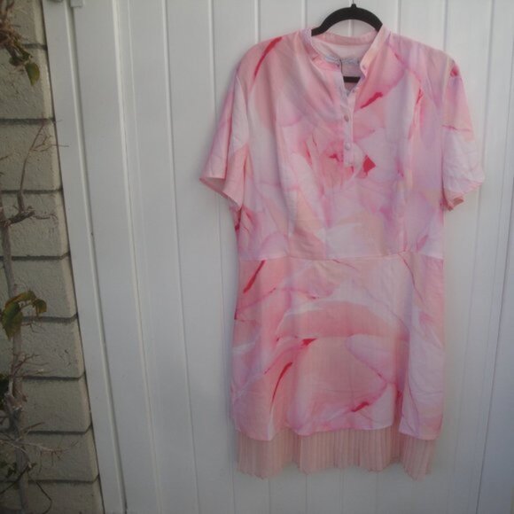 NEW By Egries Jennifer Dress XXL Pink Floral Pleated Ruffle at hemline details - Picture 2 of 4
